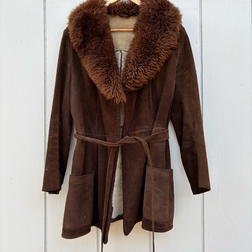Greek Suede and Fur Wrap Penny Lane Coat